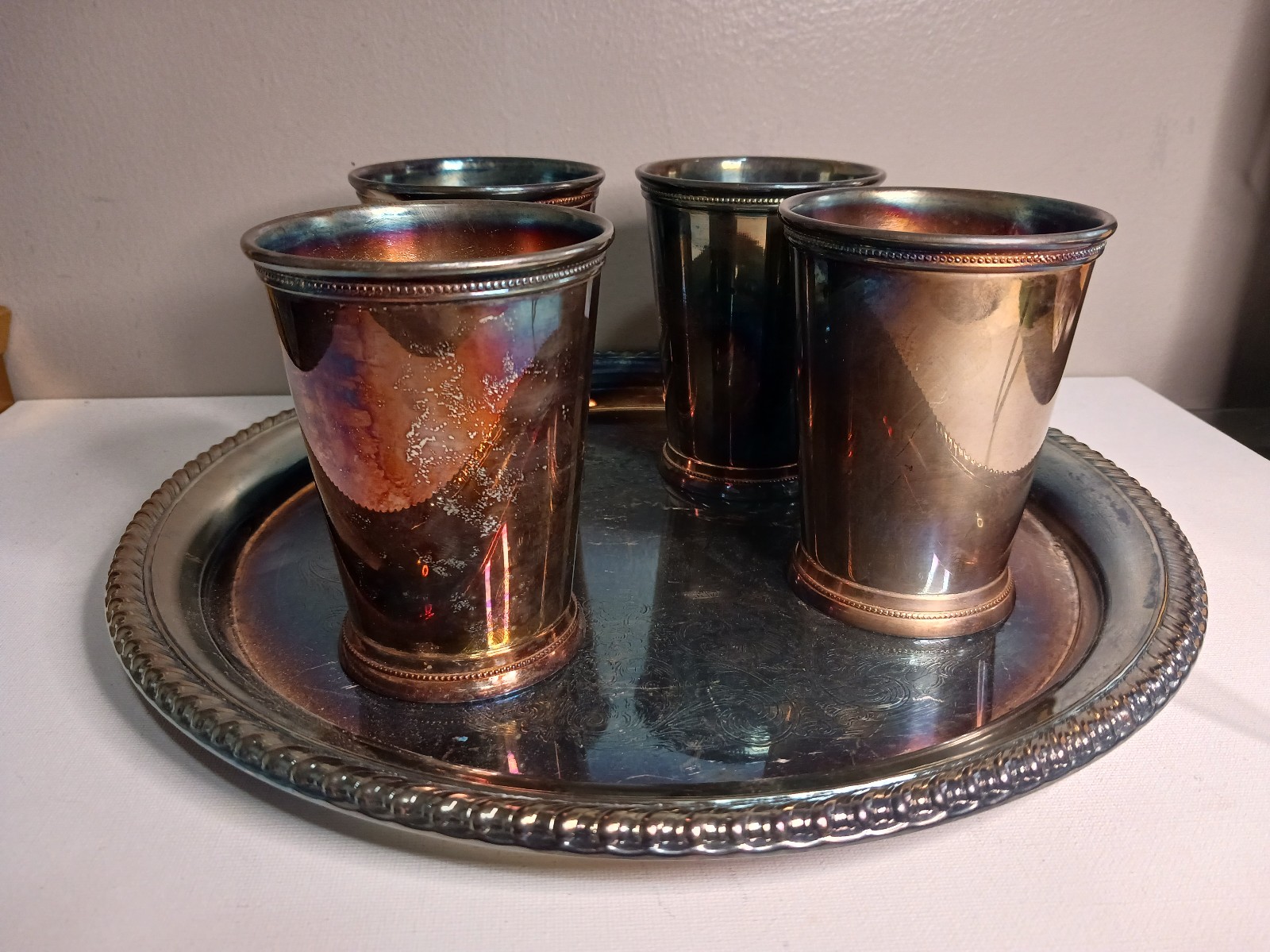 International Silver Company 5 piece set tray, for tumblers