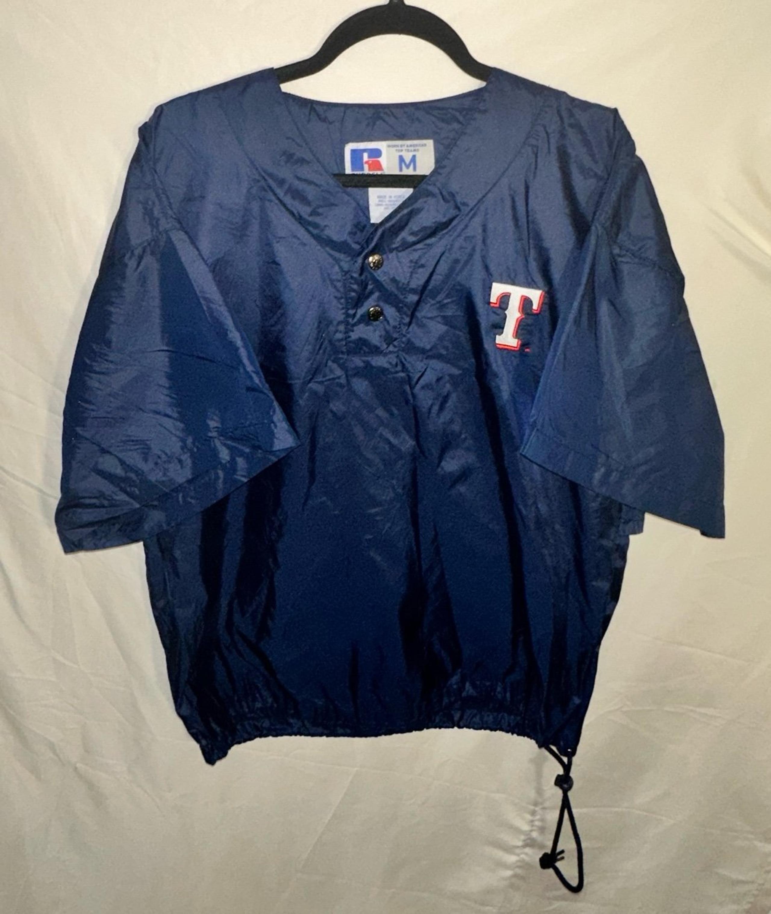 Russell Athletic Texas Rangers Jacket Mens M Blue Coach Cage Windbreaker 90s