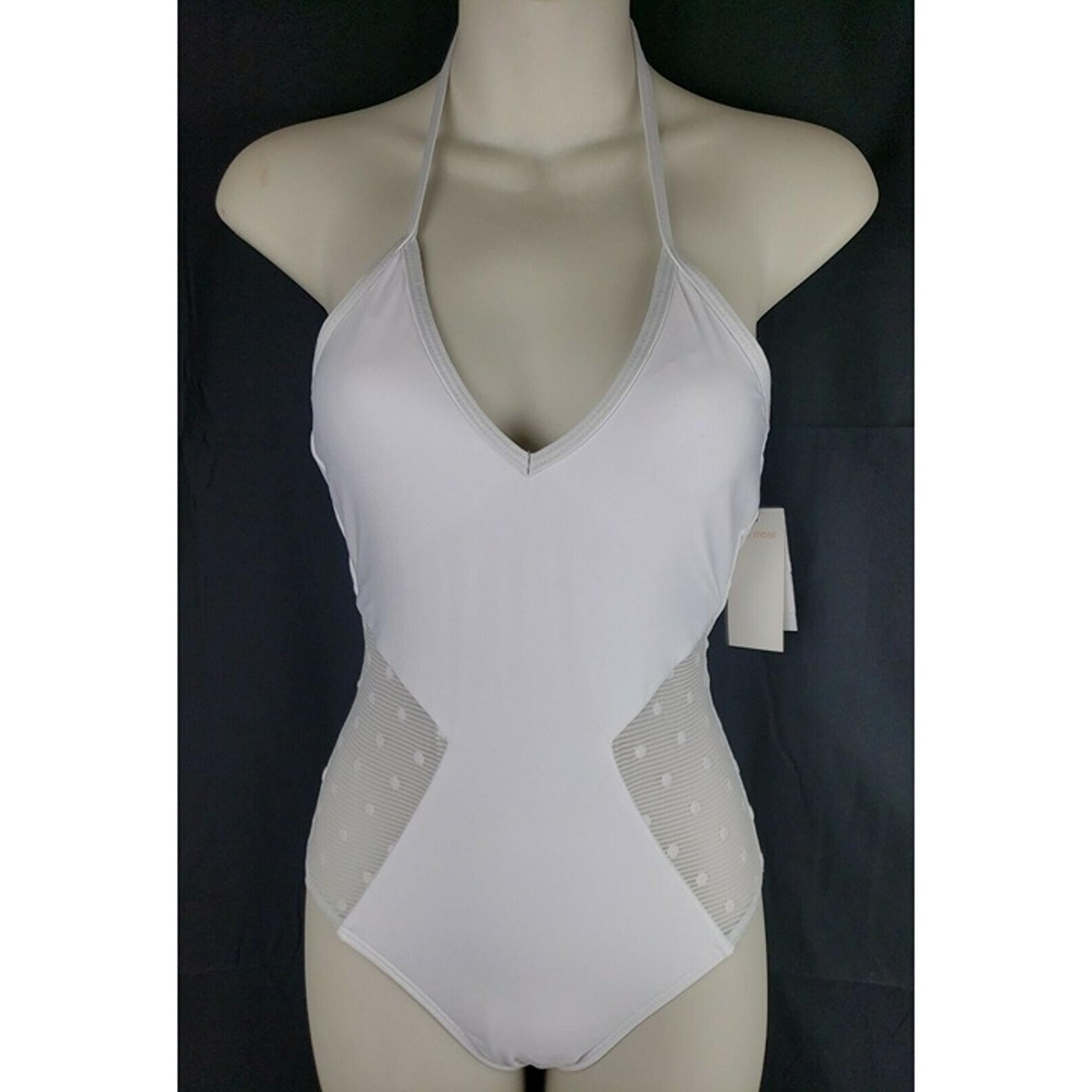 Ella Moss Swimsuit White Polka Dot Cutout One Piece Bathing Tied Womens Size XS