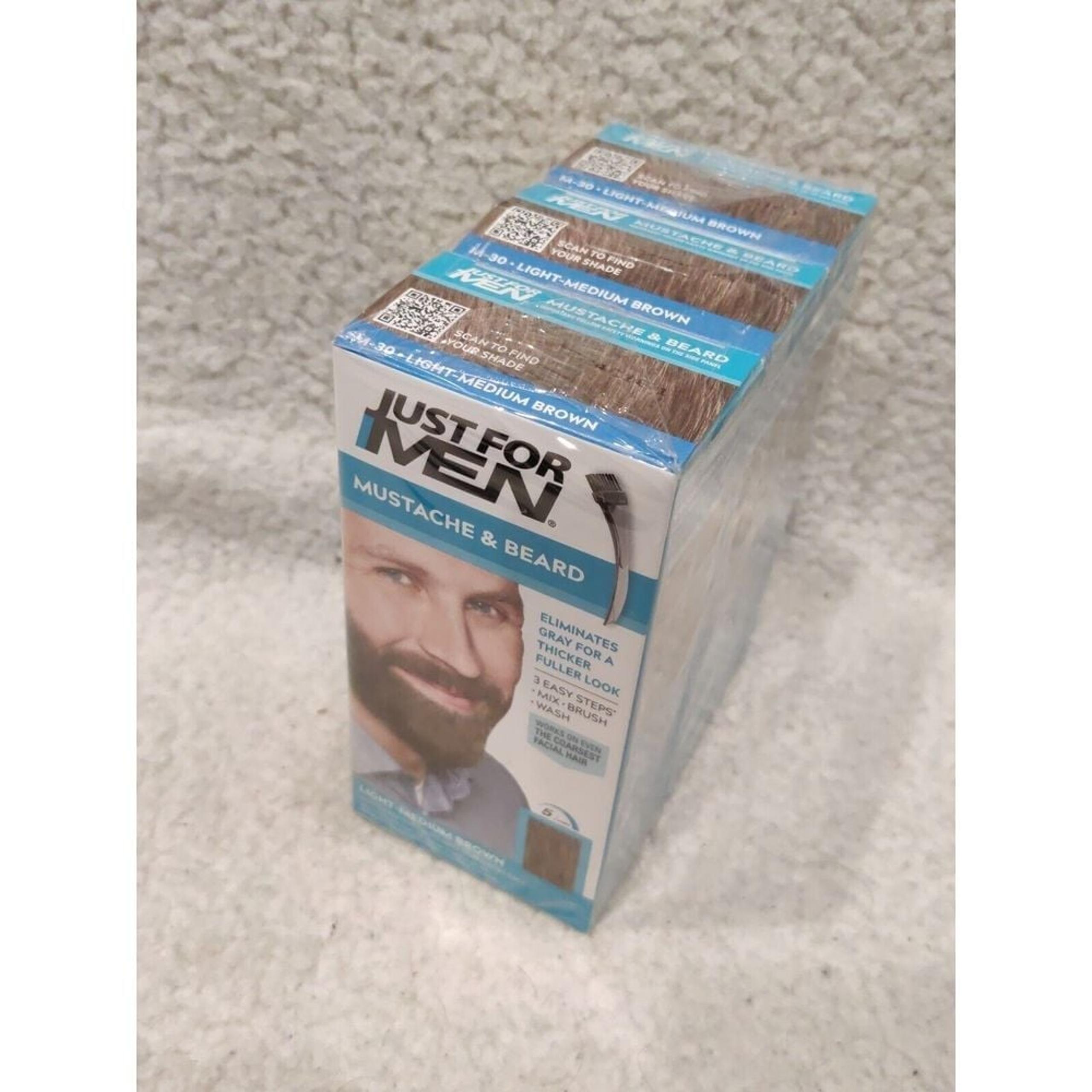 Just For Men Easy Brush In Mustache & Beard Color, Light-Medium Brown (3-pack)