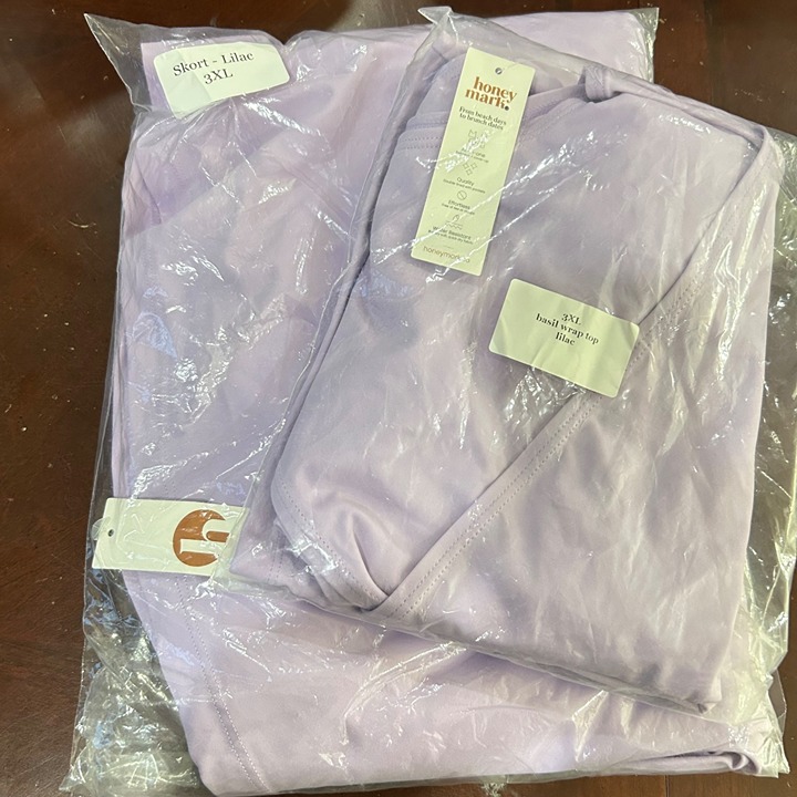 Honey Mark Swim Set 3XL Lavender Sugar Skort & Basil Wrap Top 2 Piece Set NEW