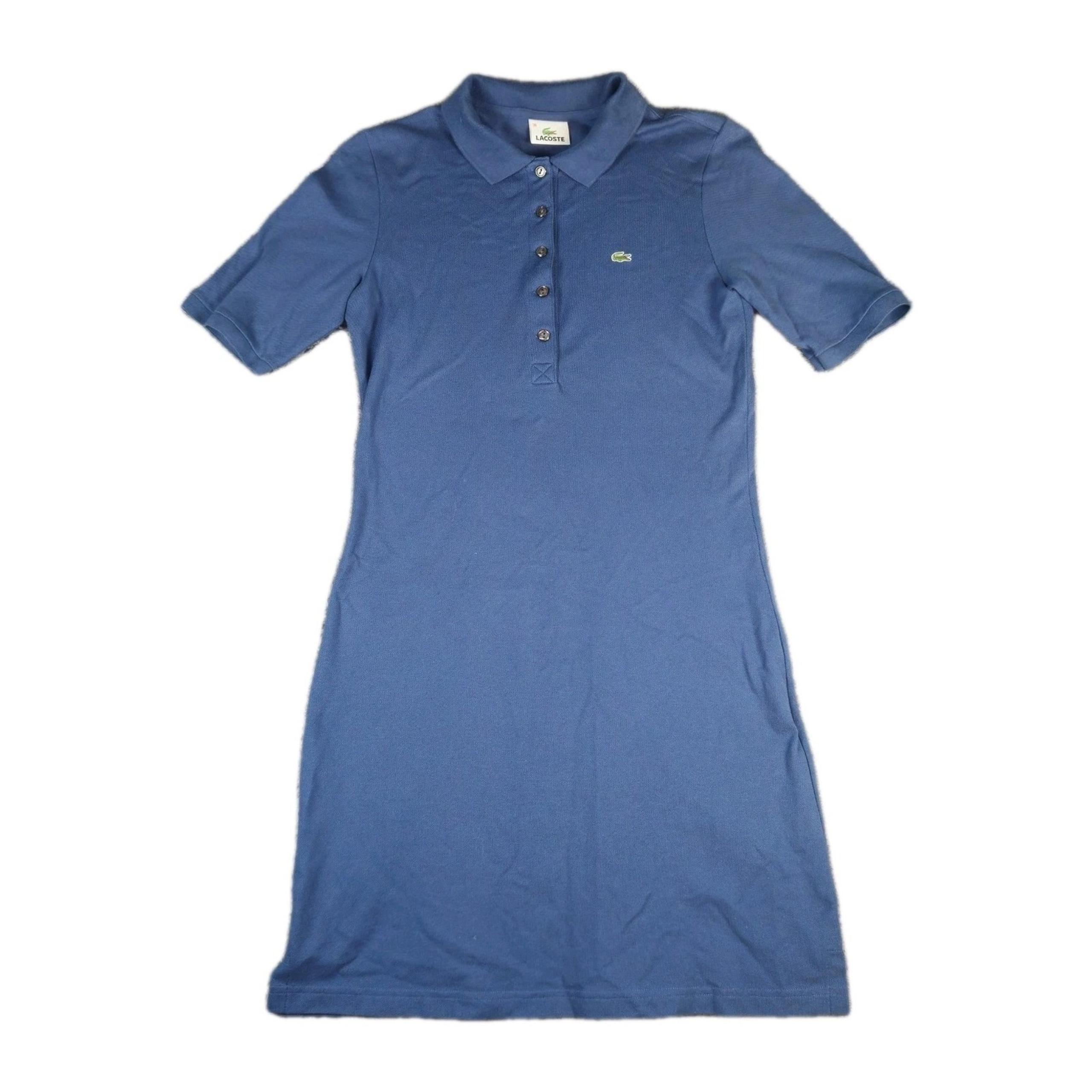 Lacoste Polo Mini Dress 38 Small Blue Cotton Short Sleeve Slim Fit Stretch