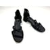 Eileen Fisher Noni Strappy Leather Zip-Cuff Sandals Women 8 EUC Block Heel Black