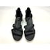 Eileen Fisher Noni Strappy Leather Zip-Cuff Sandals Women 8 EUC Block Heel Black