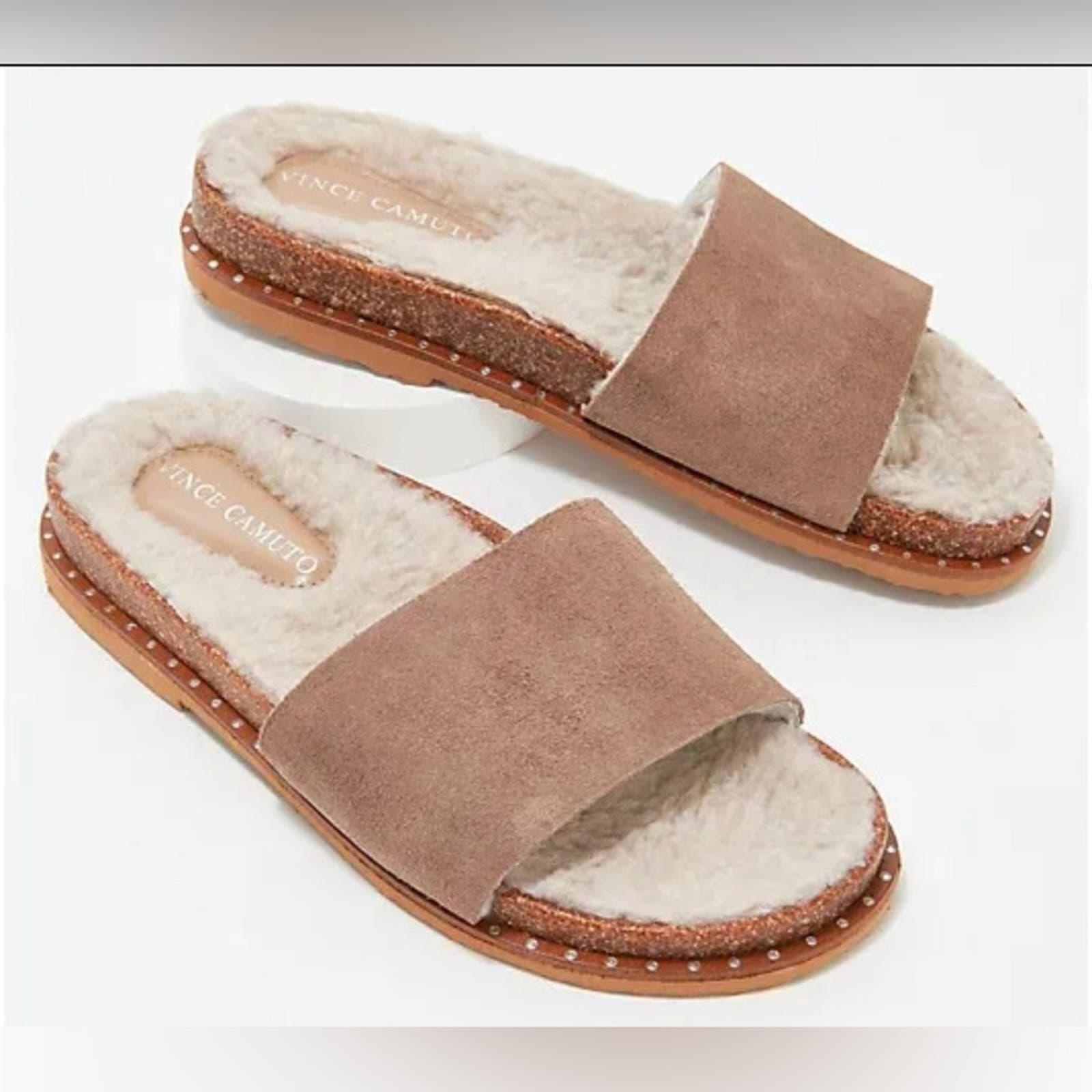 Vince Camuto Kanadial Slide Sandal - Tuscan Taupe Verona Suede - 9