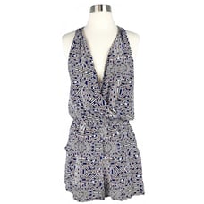 ANTHROPOLOGIE Matison Black White Draped Plunge Tank Silk VNeck Shorts Romper 2