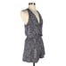 ANTHROPOLOGIE Matison Black White Draped Plunge Tank Silk VNeck Shorts Romper 2