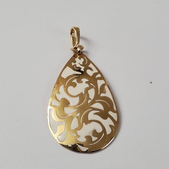 14K Gold and Enamel Teardrop Pendant – A Modern Fusion of Art and Elegance