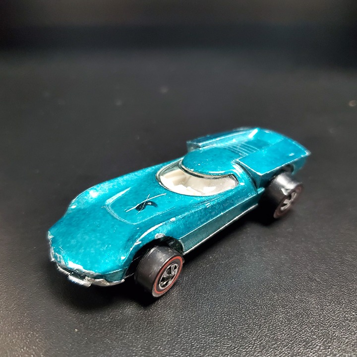 Vintage Hot Wheels Redline 1969 Turbofire Aqua Blue w/ White Interior USA