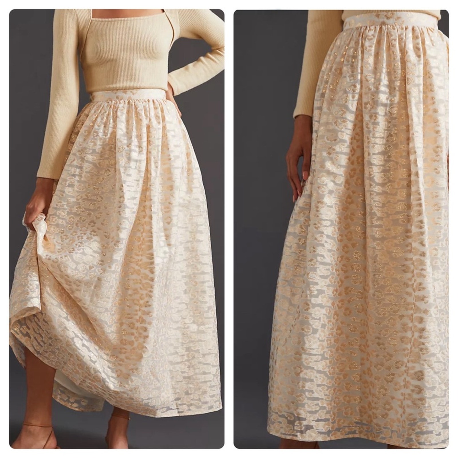 Anthropologie Pankaj & Nidhi Burnout Shimmer Maxi Skirt