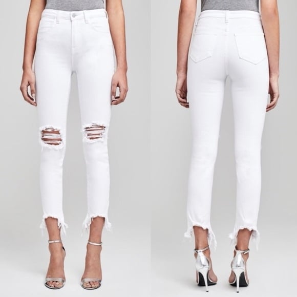 L'AGENCE High Line High Rise Skinny in Blanc Destruct White Size 23