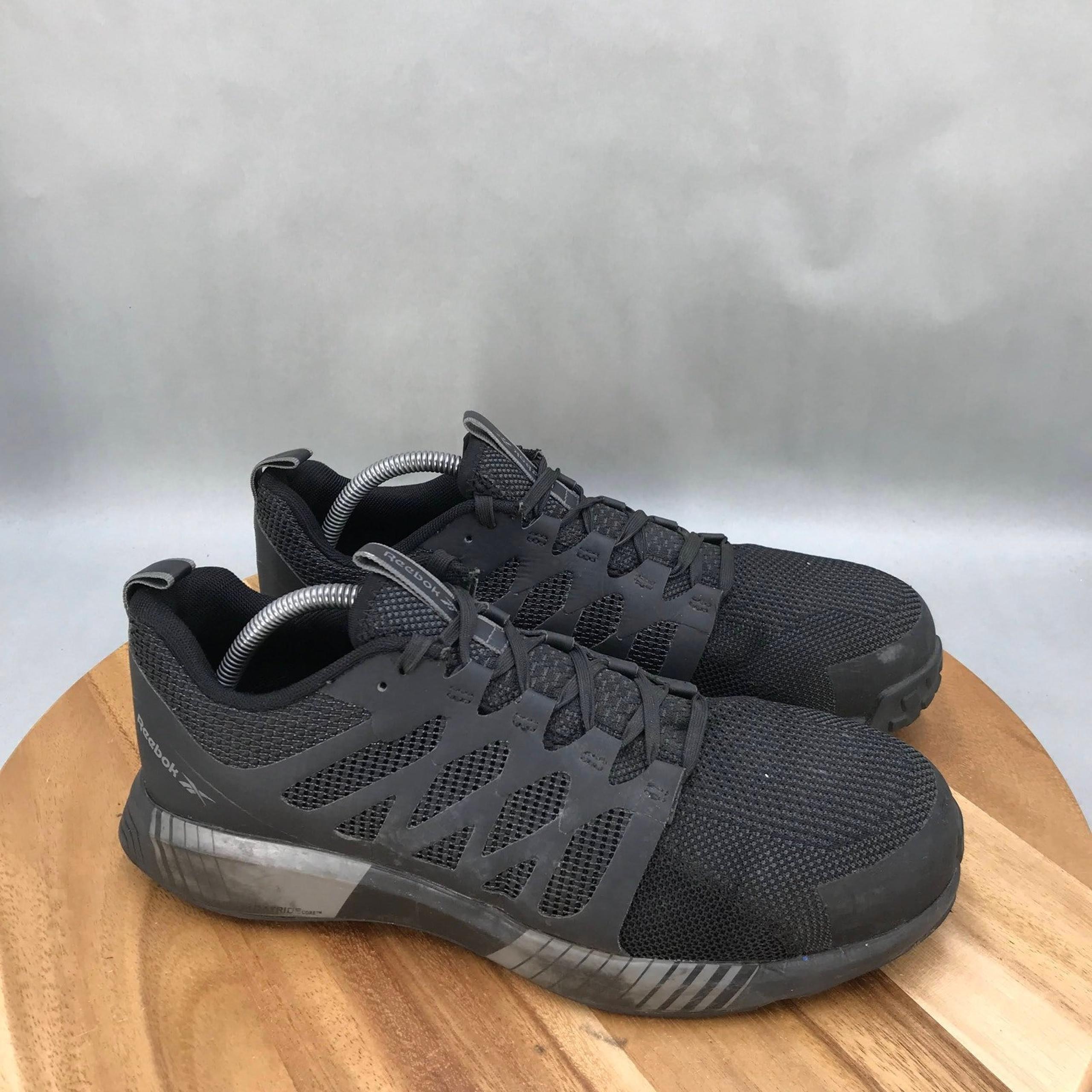 Reebok Fusion Flexweave Comp Toe Work Shoes Mens 10 M Black Knit Lace Up