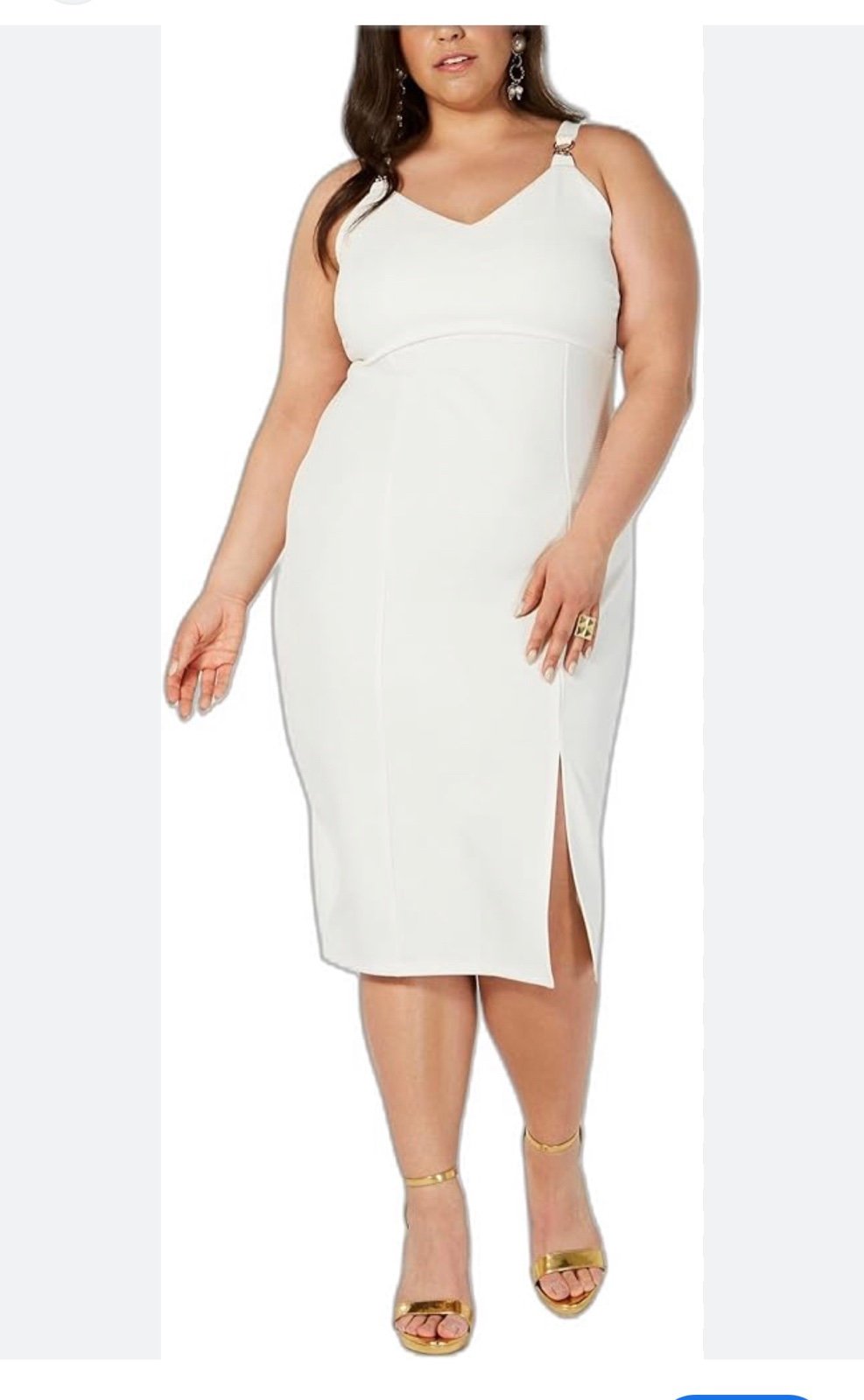 New Almost Famous Elegant White Midi body con plus size 1X K