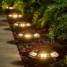 Brightease set of 10 multi use pathway deck solar lights w/ stakes bronze round