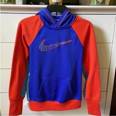 NIKE WOMEN’S SIZE SMALL BLUE & ORANGE THERMA-FIT HOODIE