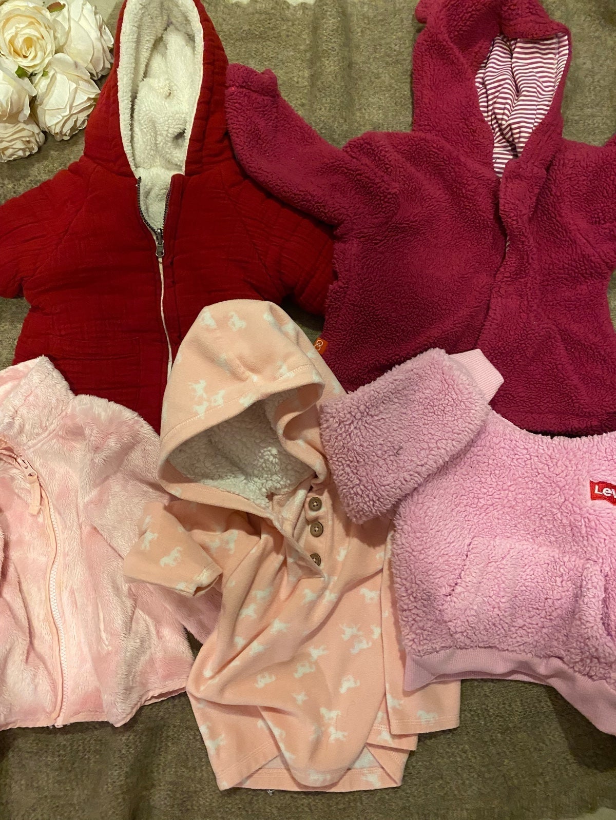 Bundle 5 toddler sweaters cardigans 1/4 pull over jacket sherpa Size 6-24 months