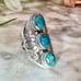 Vintage Handmade Genuine Turquoise Ring Solid 925 Sterling Silver Filigree Ring