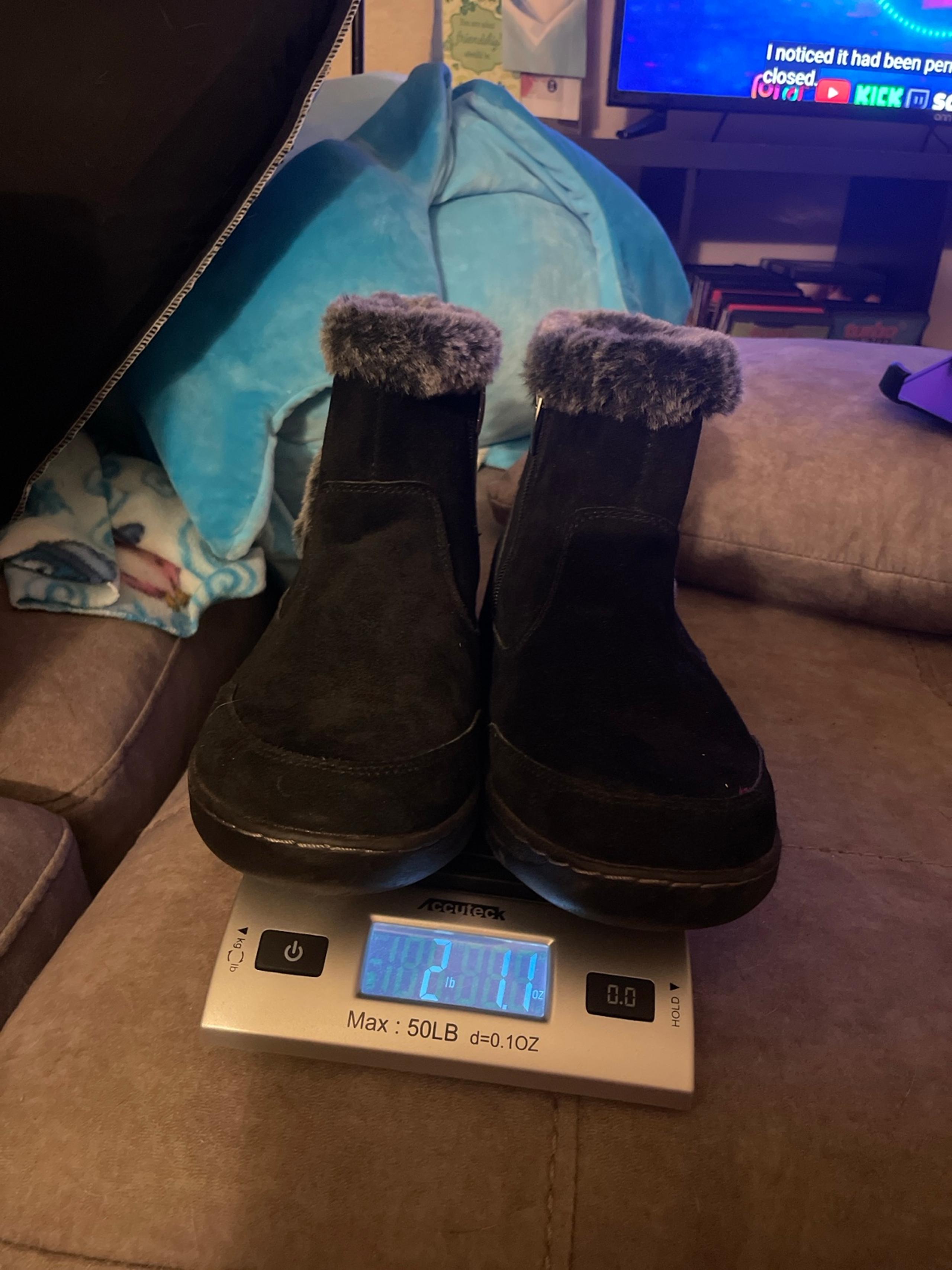 Black and Gray Furry Boots