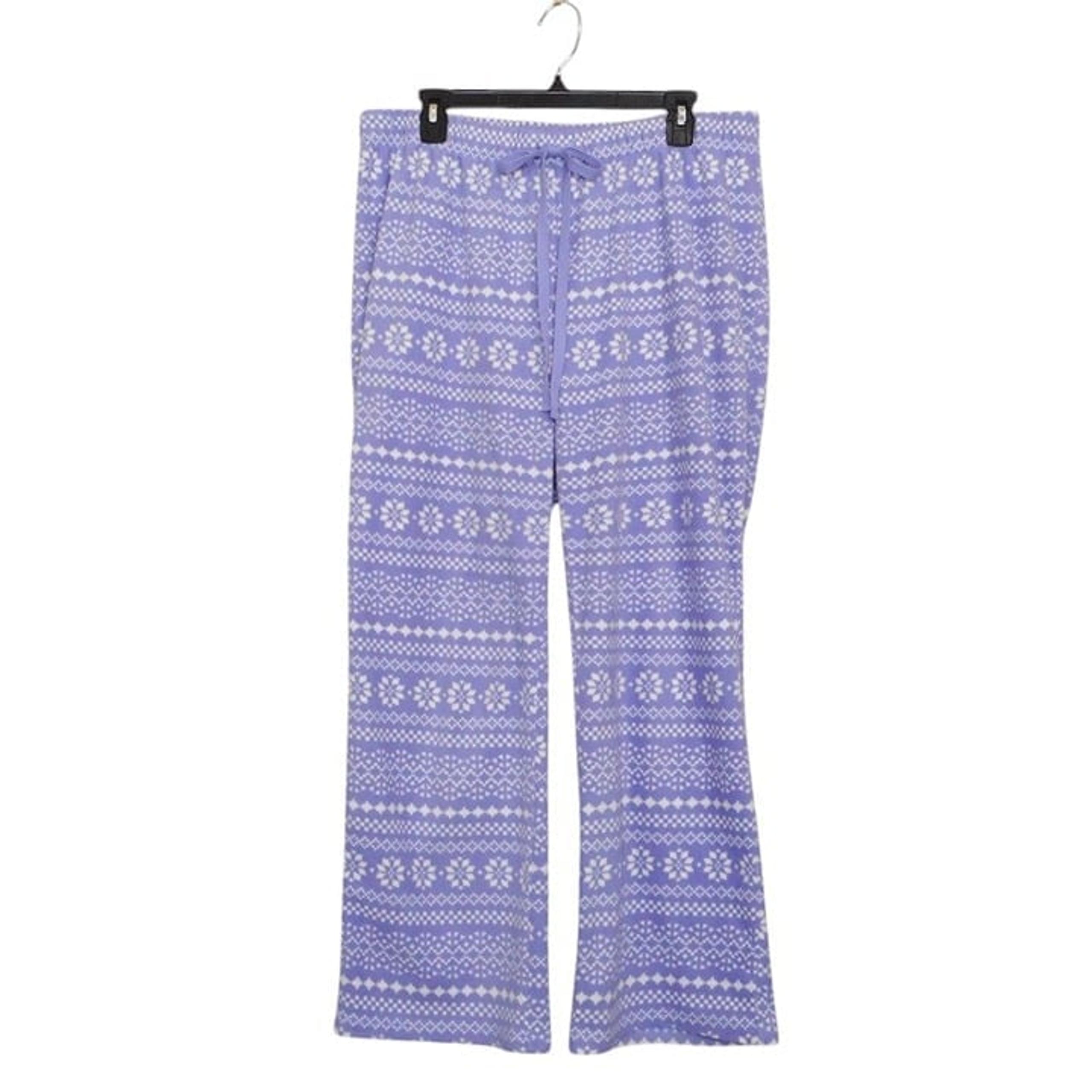 Sonoma Pajama Lounge Pants XL Purple White Micro Fleece Fair Isle Drawstring