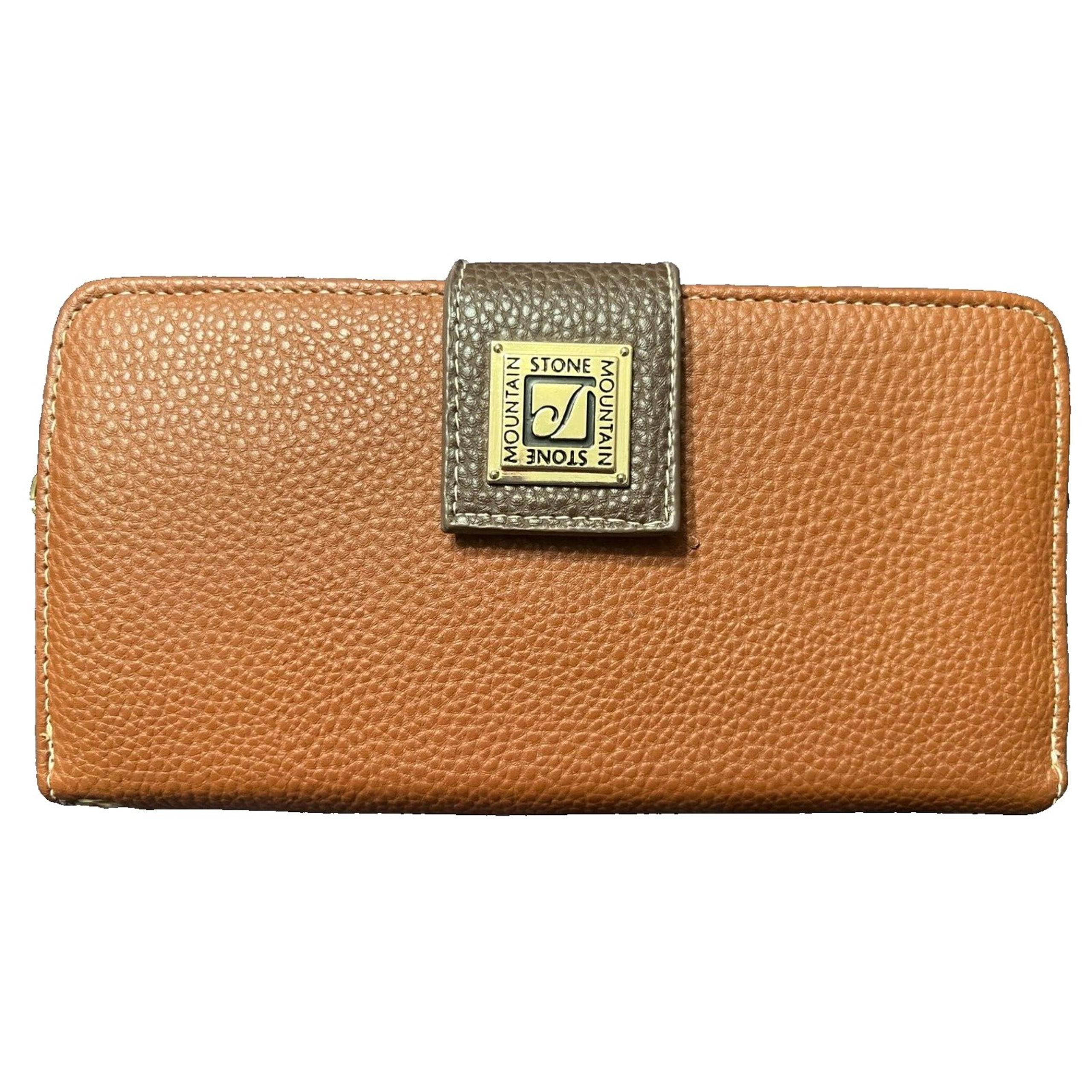 Stone Mountain Bonded Leather Brown Zip Around Wallet Checkbook Clutch