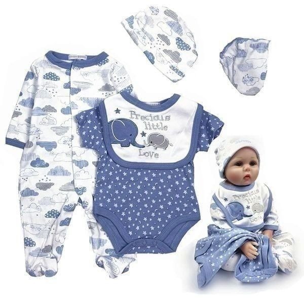 Blue Reborn Dolls Clothes Boy 5 Pieces Suits Fit 20''-22'' Baby Doll Clothing A
