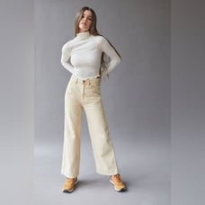 Urban Outfitters BDG Corduroy Pants High Rise Wide Leg Pale Yellow