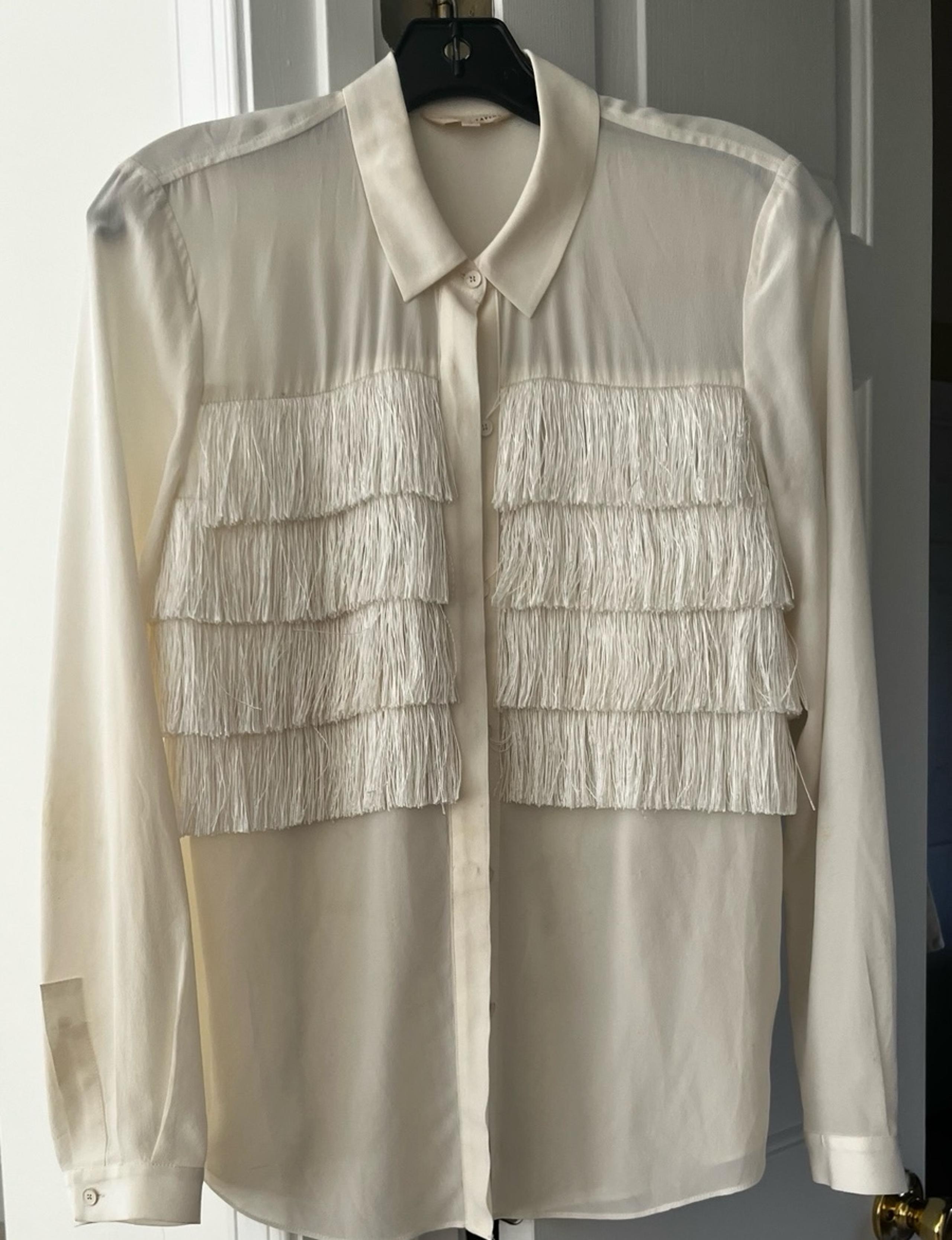 Rebecca Taylor-Cream dressy button down silk shirt