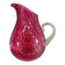 Diamond Quilted Blown Glass Cranberry Gold Fleck Handle Pitcher & 5 Glasses VTG