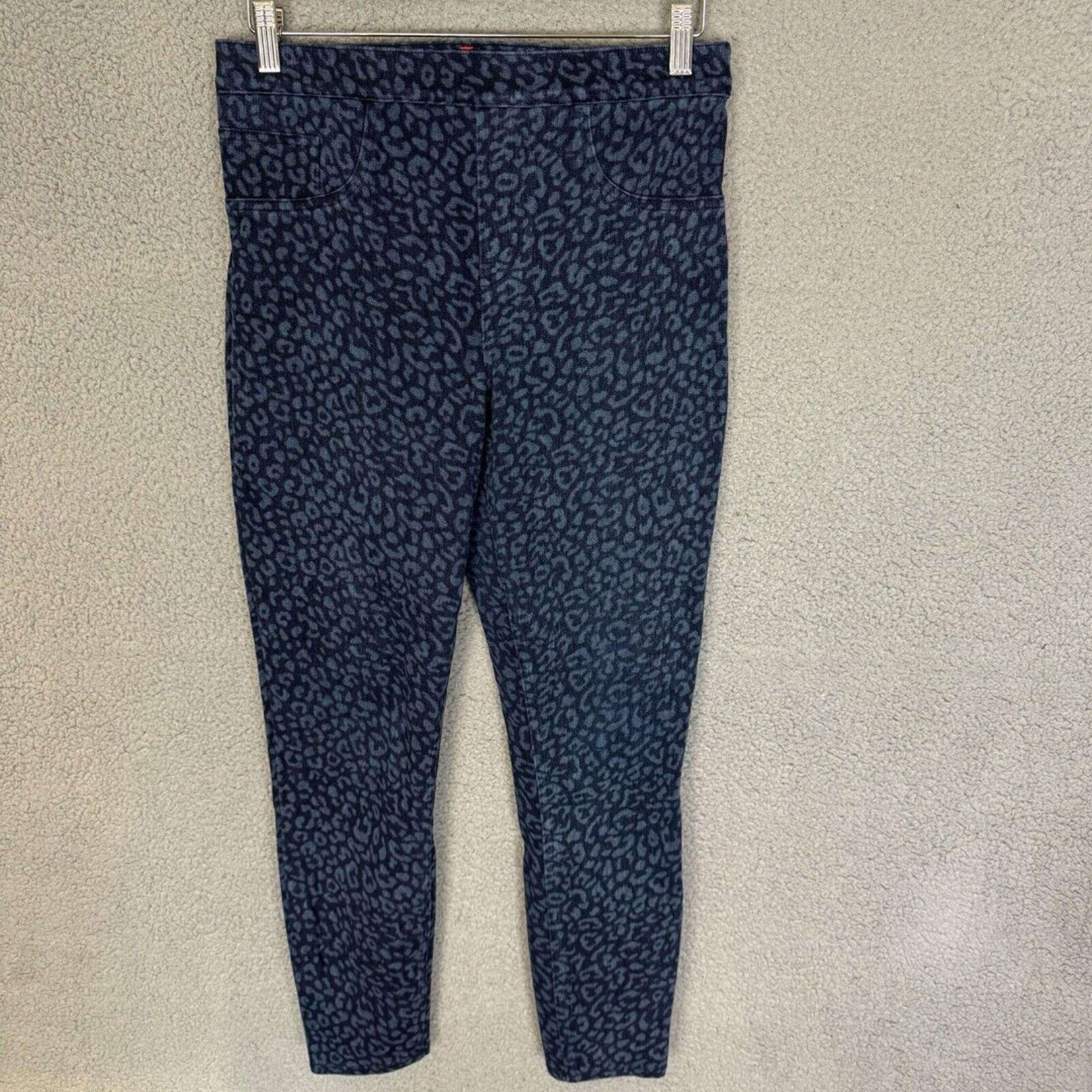 SPANX Pants Womens S Blue Leopard Print Denim Leggings Jeans