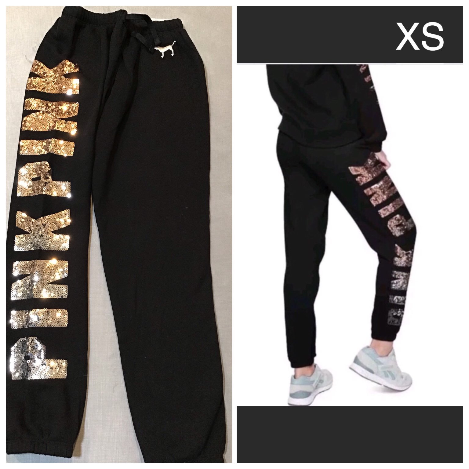 Victoria's Secret VS pink silver gold ombre bling classic gym pants