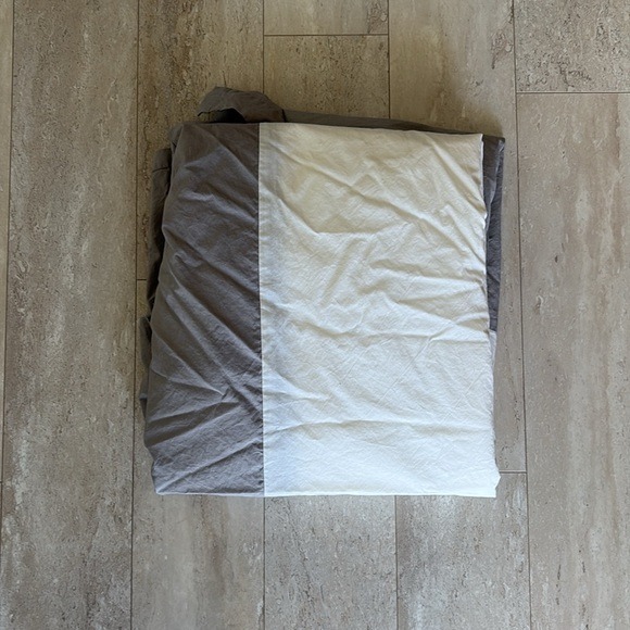 Restoration Hardware Percale King Italian Vintage Washed Cotton Bed Skirt Grey