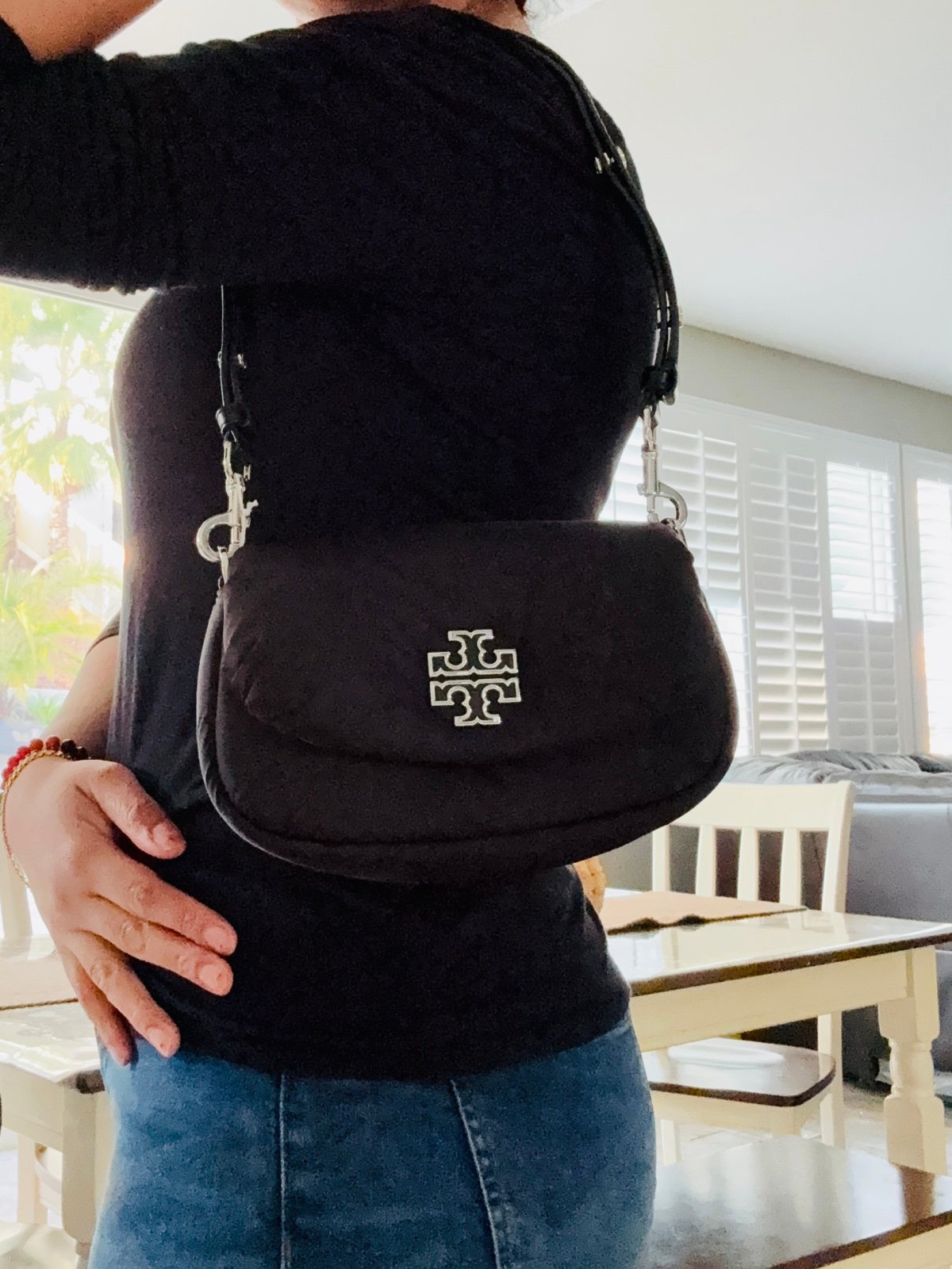 New Tory Burch BRITTEN NYLON PUFFY CONVERTIBLE CROSSBODY BLACK