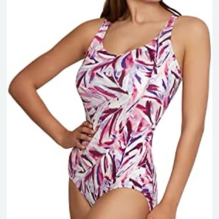 Speedo One Piece Swimsuit Multicolor Abstract Repreve Moderate Cut Womens Size 6
