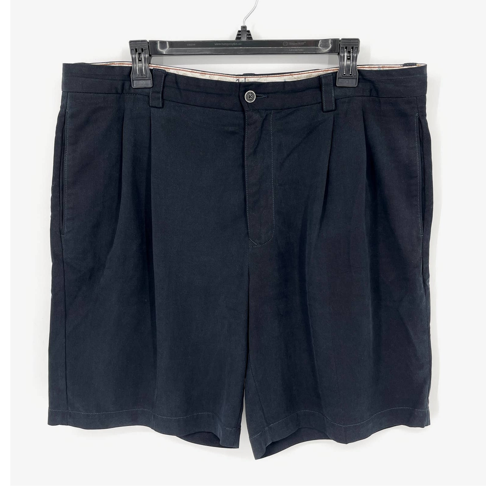 Tommy Bahama Men's 100% Silk Pleated Front Hi-Rise Shorts Size 36 Navy