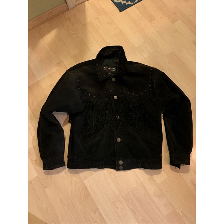 Wilson Leather Black Suede Bike Western Rodeo Jacket Size Sm
