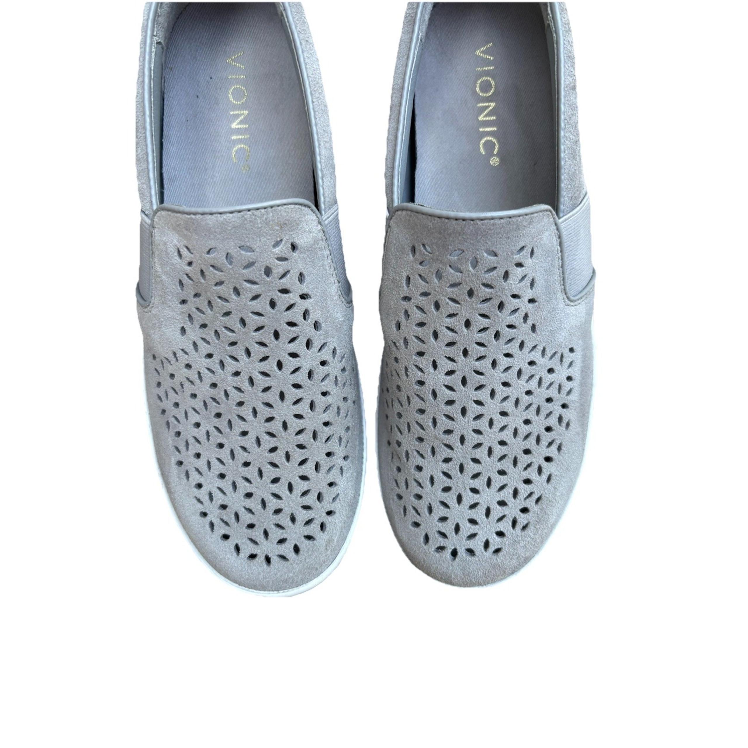 Vionic Size 6 Suede Women's Splendid Kani Slip On Comfort Shoe Gray  MSRP $130