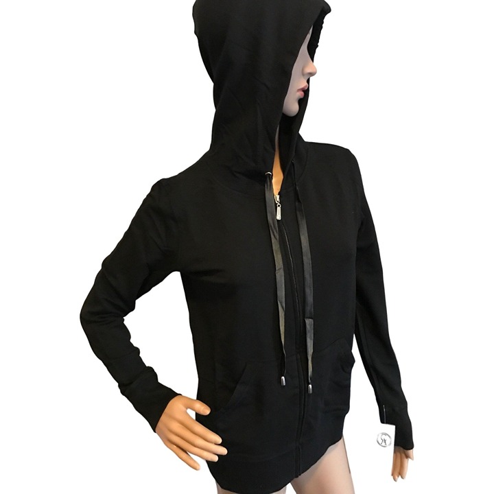 Christine Alexander Small Petite Black Cotton Hooded Track Jacket CHEER Sports G
