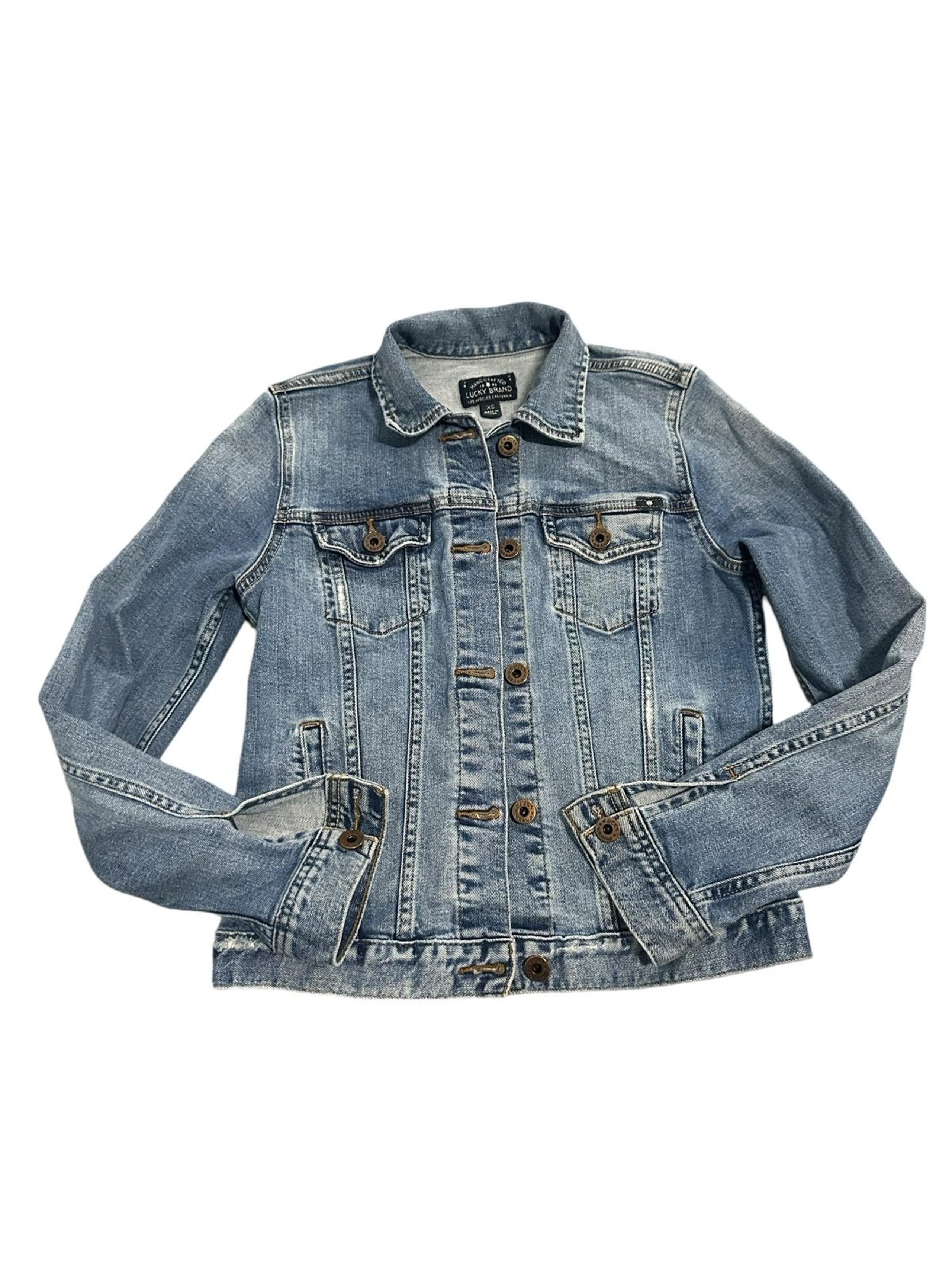 Lucky Brand  Blue Denim Jacket Women’s XS Classic Fit Logo Collared Button Front