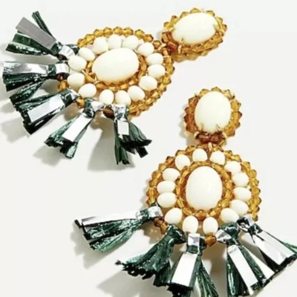 NEW-ONE SIZE-J.Crew Raffia stone drop earrings