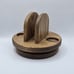 Vintage Salt and Pepper Napkin Holder Caddy Wooden Lazy susan Oak Wood 7