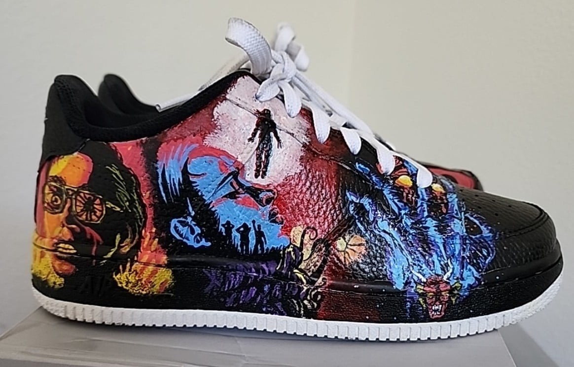 Custom Pair Of Air Force 1s. Stranger Things Themed. Size 5.5Y/7womens.