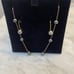 10k Yellow Gold Blue Pearl station necklace and earring set