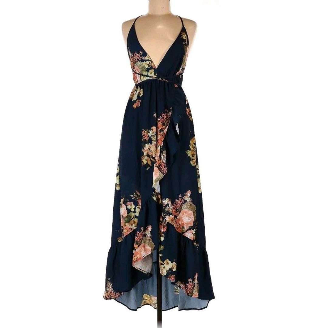 Hello Molly Navy Green Print Wrap dress Size 6 NWT