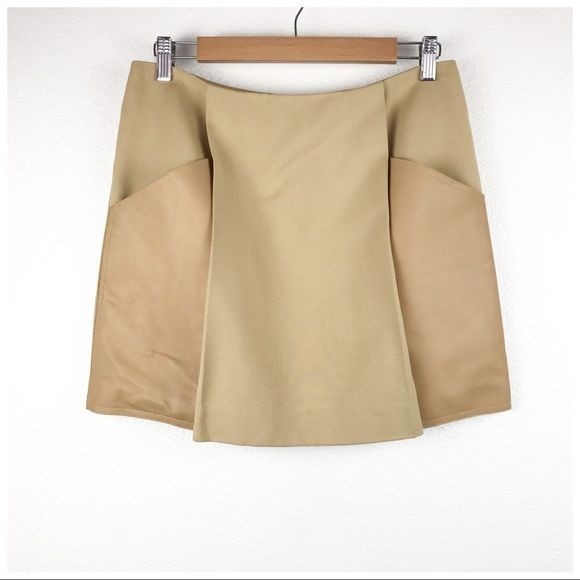 3.1 Phillip Lim Tan Leather Panel Skirt with Pockets Size 6