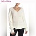 Helmut Lang Women’s Cream Wool Blend Oversized Distressed Sweater Large 425