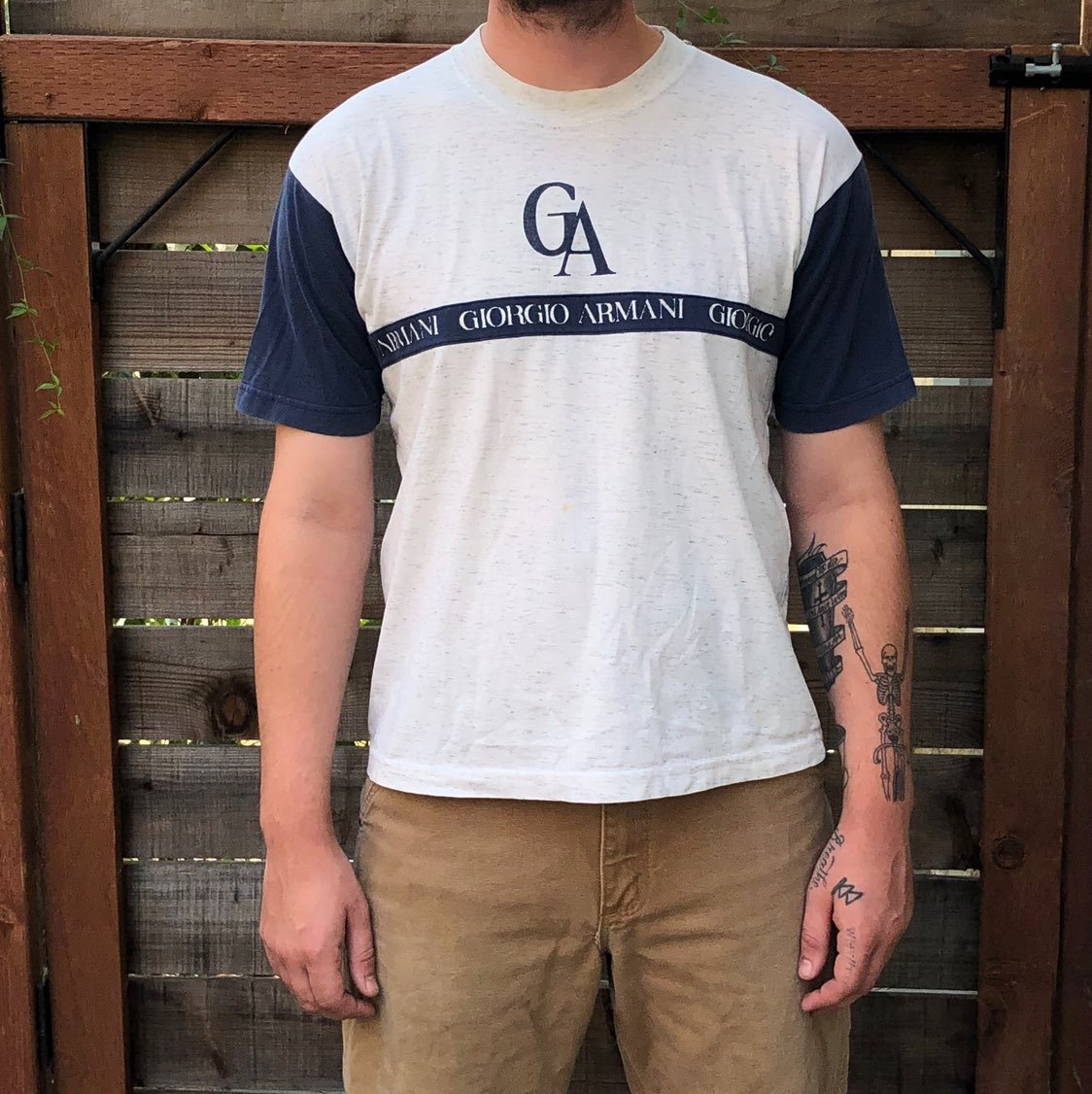 Vintage Armani Wrap Text Shirt