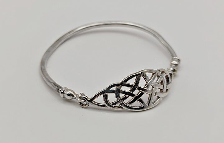 Vintage Sterling Silver Celtic Openwork Bangle Bracelet