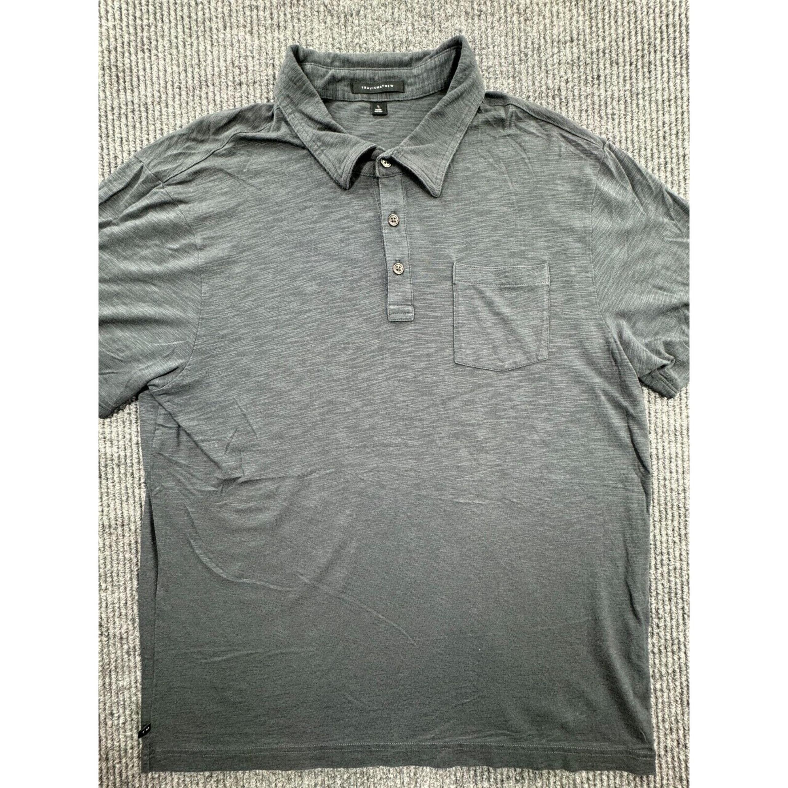 Travis Mathew Shirt Men's Large Gray Short Sleeve Golf Casual Polo Heathered