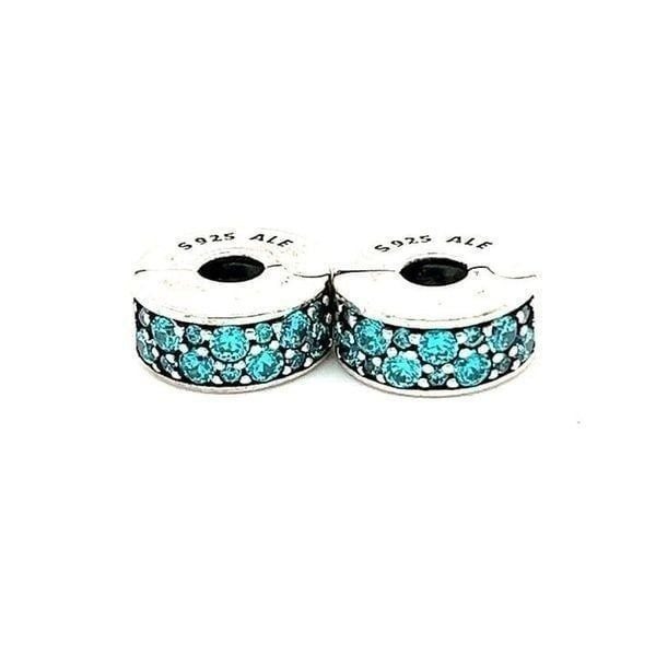 2 Pandora Shining Elegance Pave Green Cz Clips Spacers