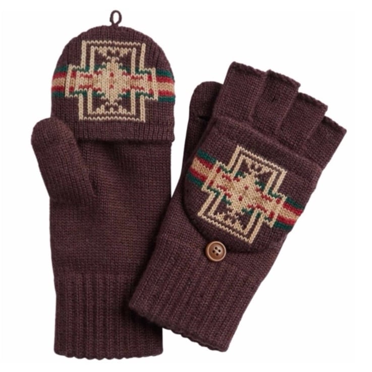 NEW Pendleton Convertible Fingerless Mittens Gloves Iconic Harding Maroon L /XL